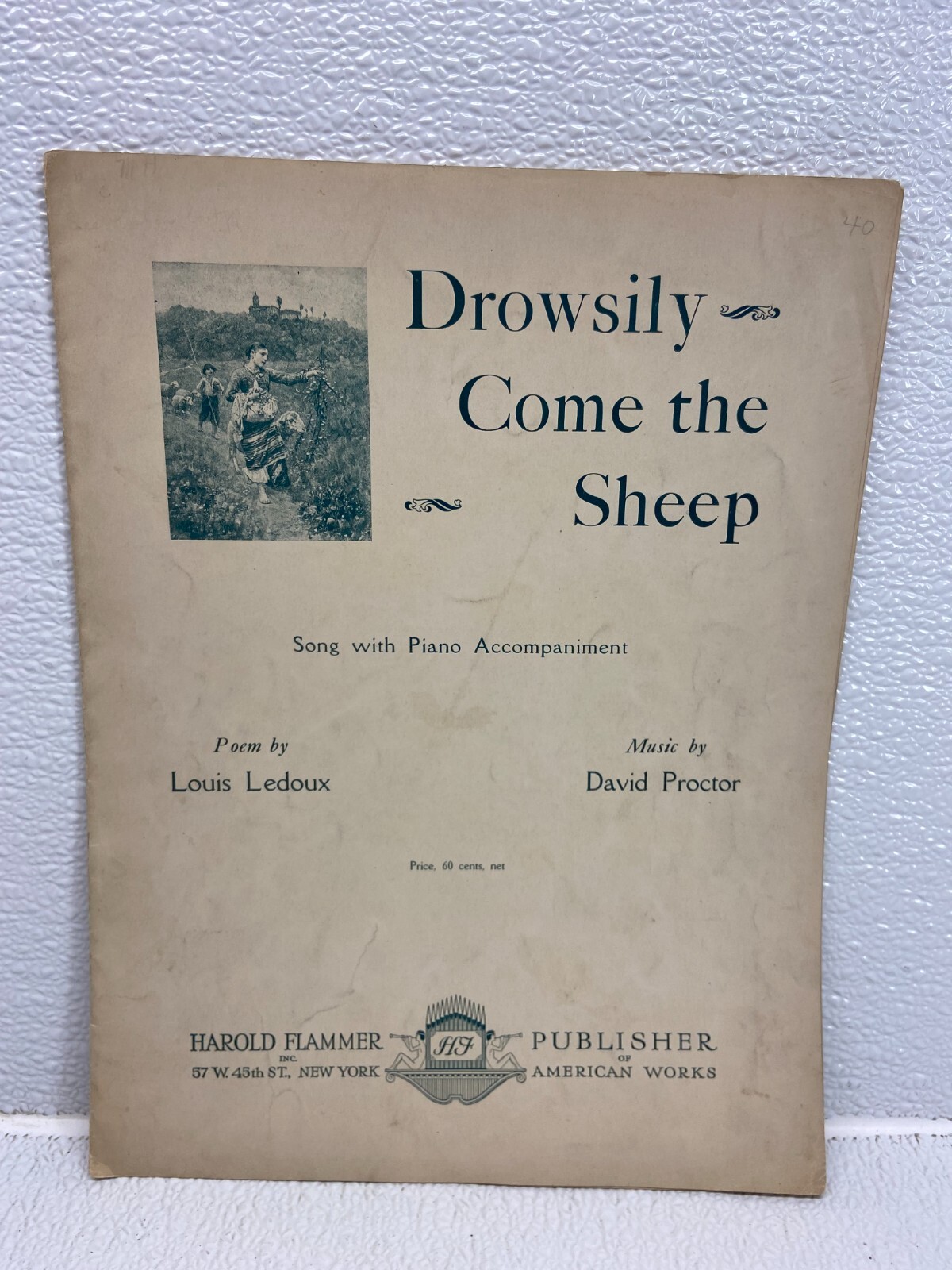 Antique 1921 Drowsly Come The Sheep Sheet Music Song With Piano Accompaniment