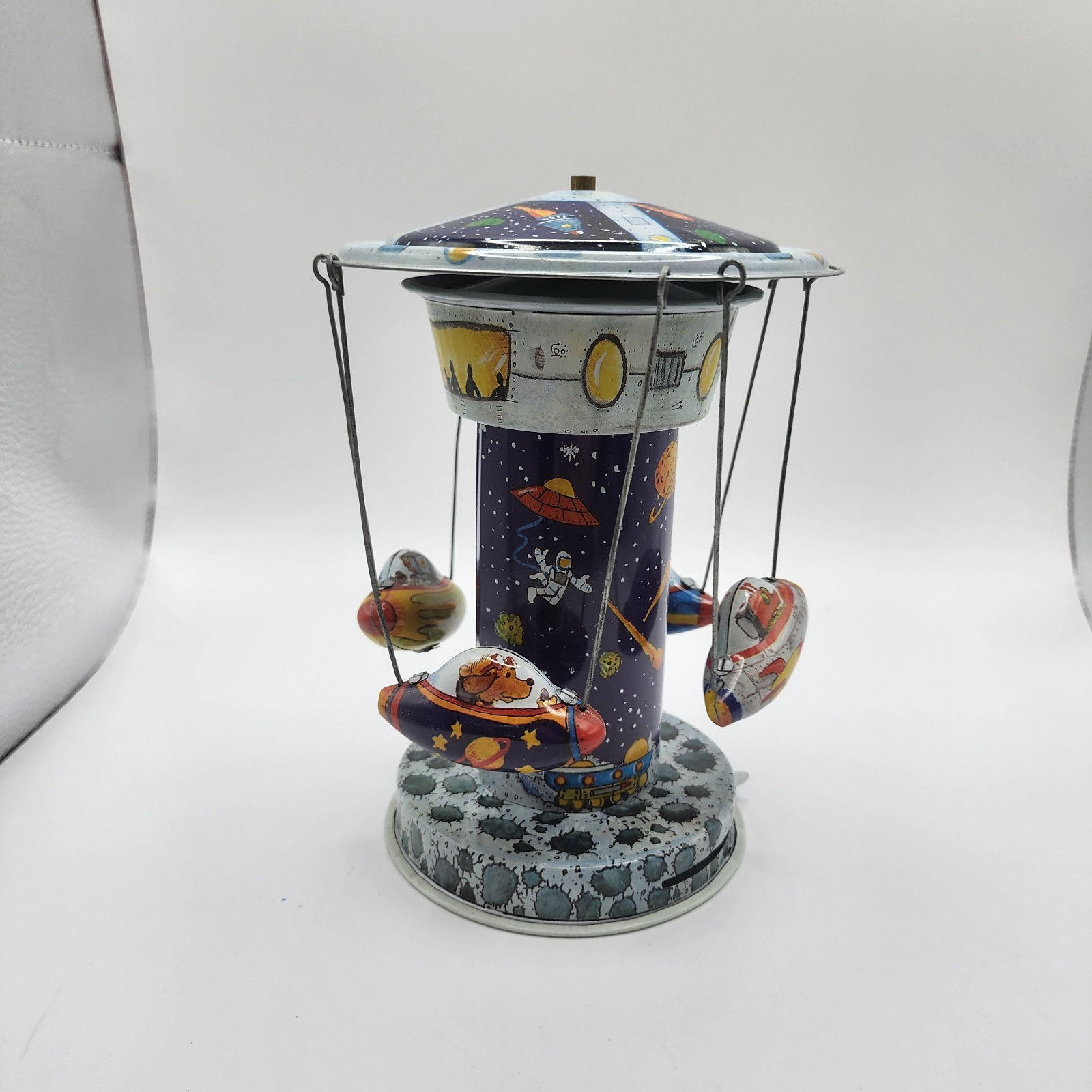 Schylling Tin Toy Rocket Carousel With Original Box