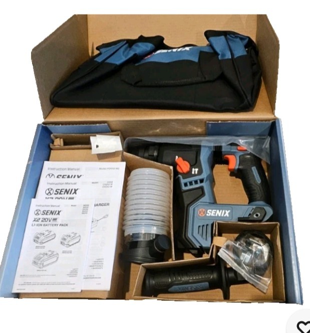SENIX X2 20V 5/8" Rotary Hammer Drill 4.o Ah Battery, Charger, Tool Bag PDRX2-M2