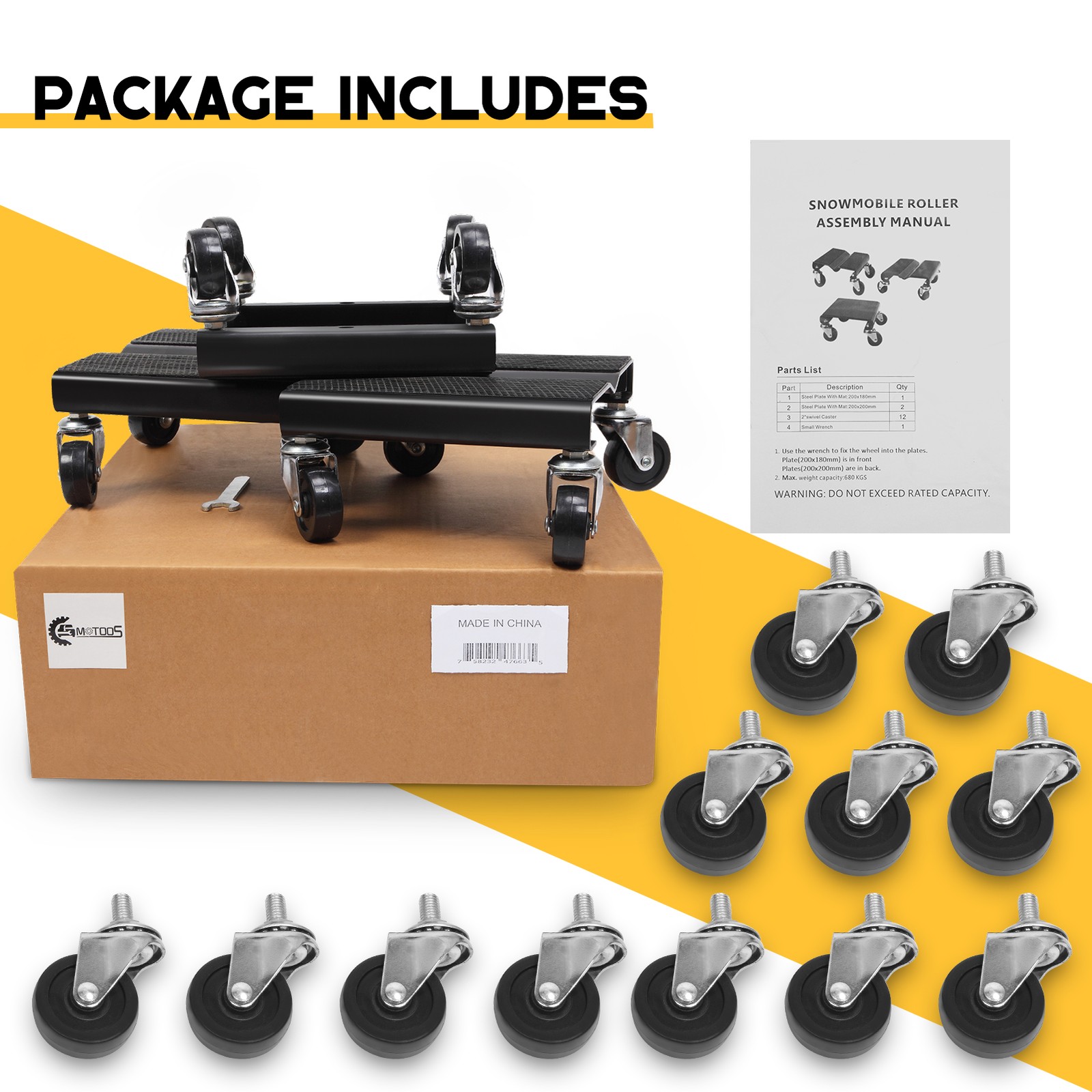 Mini Snow Mobile Dolly Heavy Duty Roller Seats Snowmobile Repair Seats 2 inch