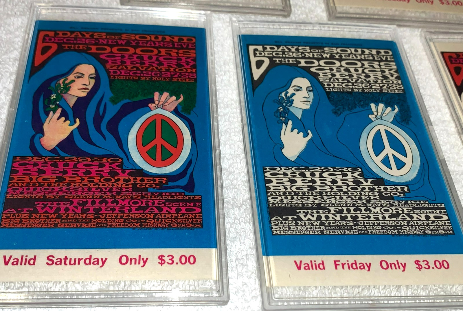 THE DOORS JANIS JOPLIN 1967 TICKET SET BILL GRAHAM BG99 JIM MORRISON Fillmore