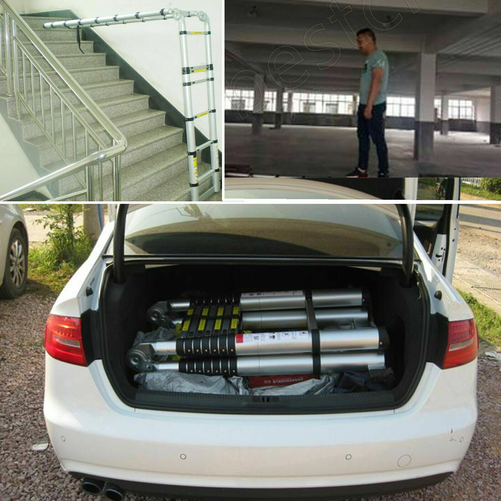 2024 Multi Purpose Aluminum Telescopic Ladder Folding Extension Step Non-Slip
