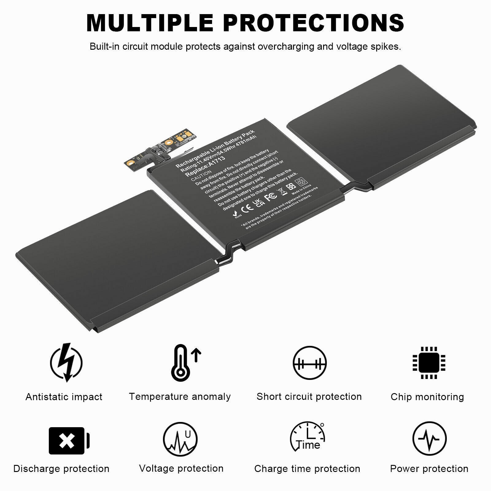 A1713 Battery For Apple MacBook Pro 13" A1708 Late 2016 Mid 2017 Year Compatible