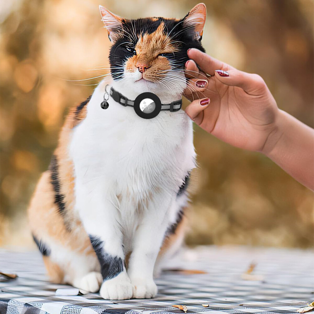 AirTag Cat Collar Reflective Air Tag Dog Pet Collar with Bell Breakaway Safety
