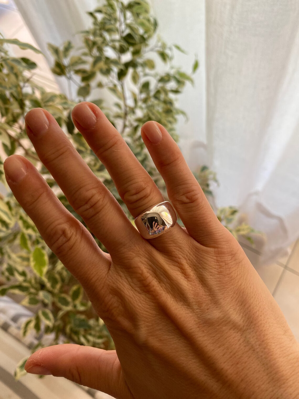 Dome Ring 925 Sterling Silver Ring Plain Wide Band Women Statement Wide Ring All