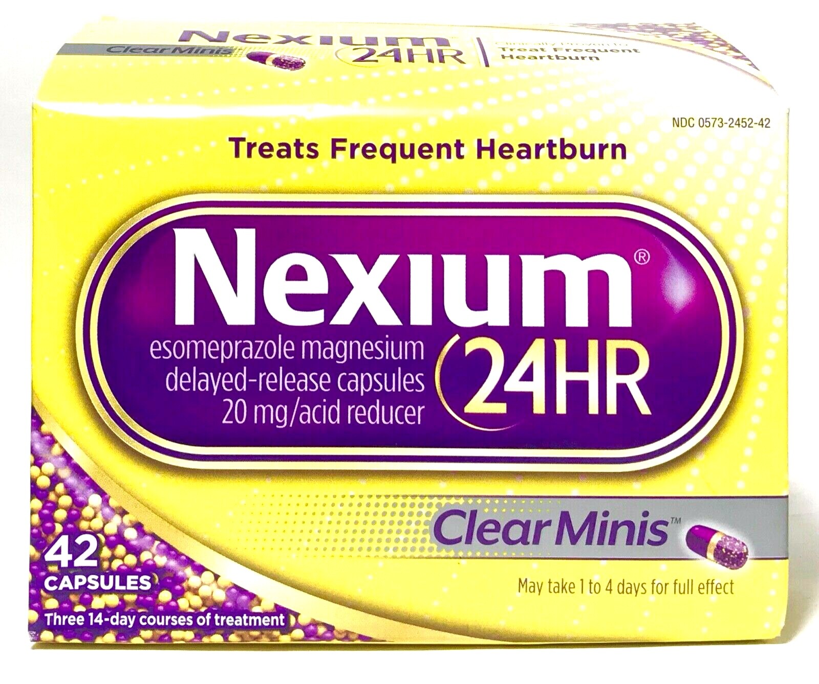 NEXIUM 24HR BOX OF 42 * CLEAR MINIS * ESOMEPRAZOLE MAGNESIUM 20mg EX 12/2026 +