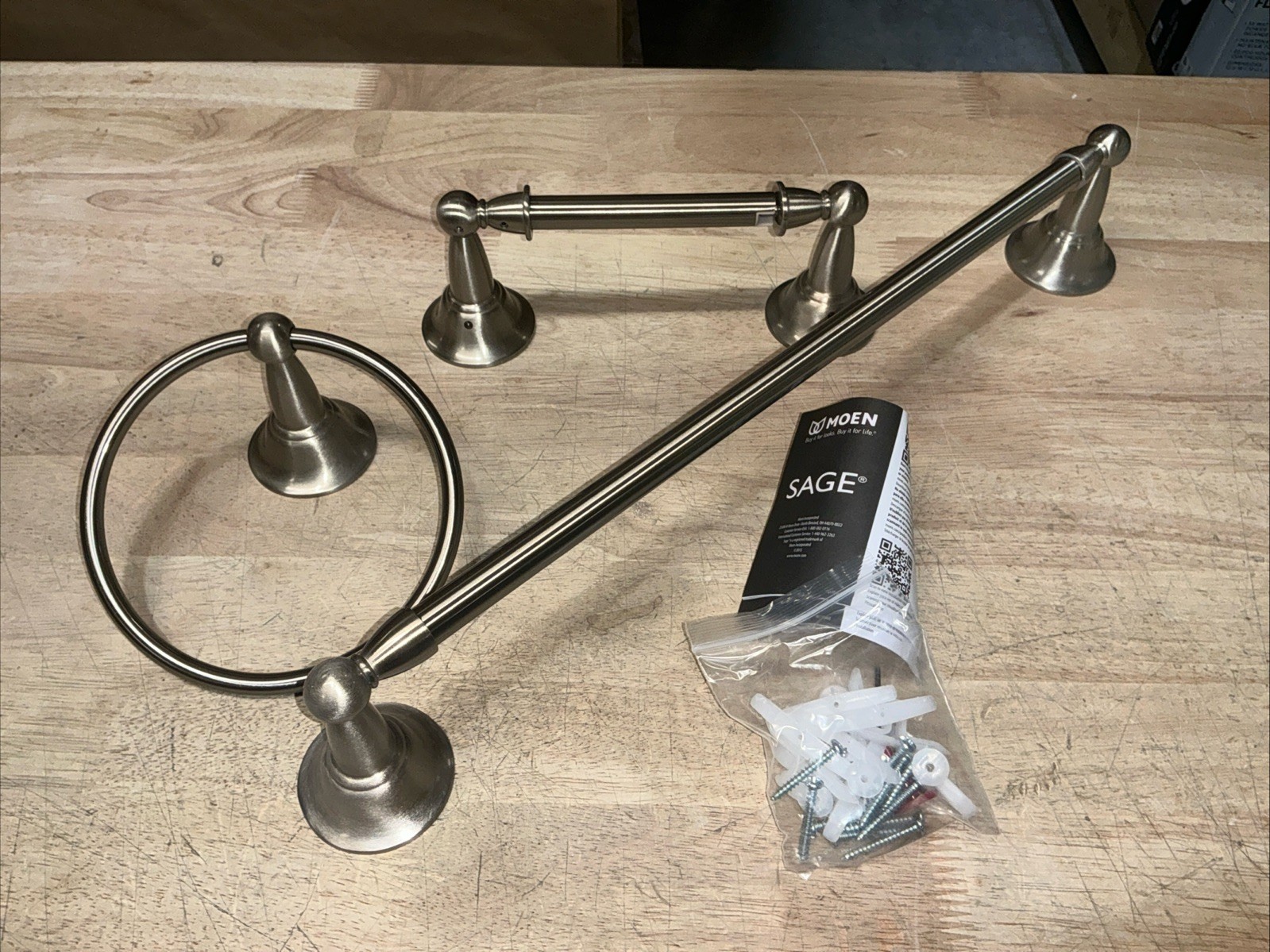 Moen Sage DN6893 3-Piece Bathroom Set Towel Bar Towel Ring TP brushed nickel