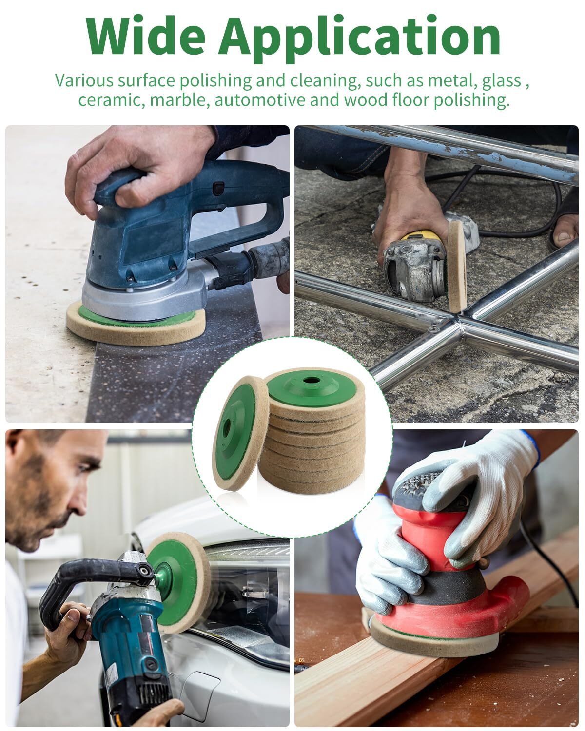 Wool Felt Polishing Wheel Disc 10pcs 4"Arbor Buffing Wheel For 100 Angle Grinder