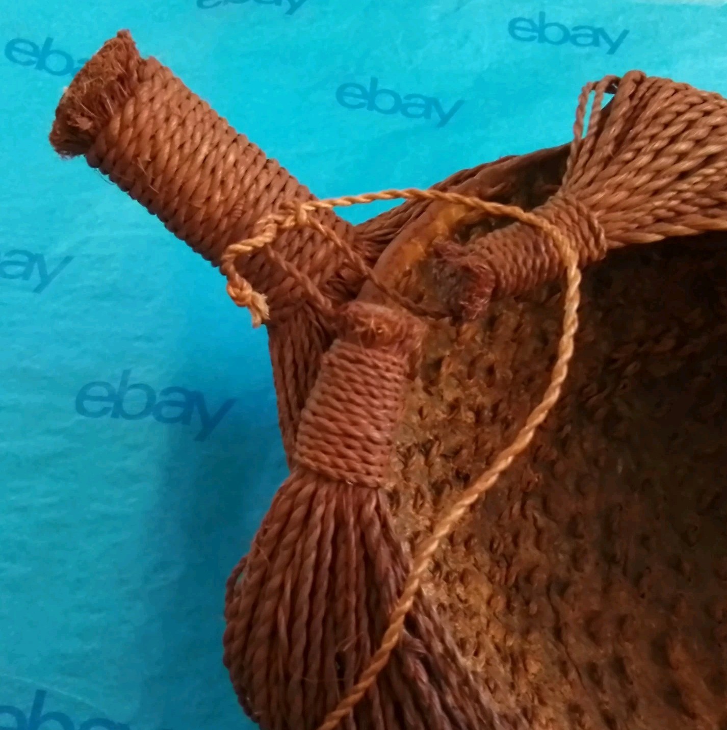 Vtg Maasai Tribal Men's Headdress, Kenya, Africa, Red Ochre Sisal Glass Beads