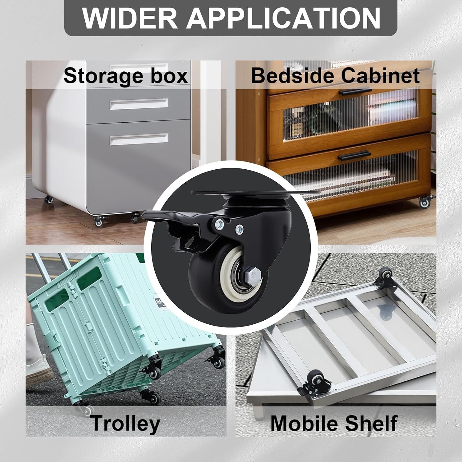 2 Inch Wheel Casters,Set of 4 Heavy Duty Casters,with Brake,No Noise Locking Pol