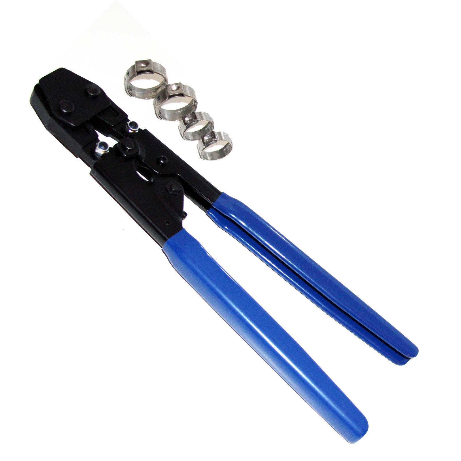 PEX CINCH CRIMPING TOOL + 30 1/2" and 3/4" SS CLAMPS