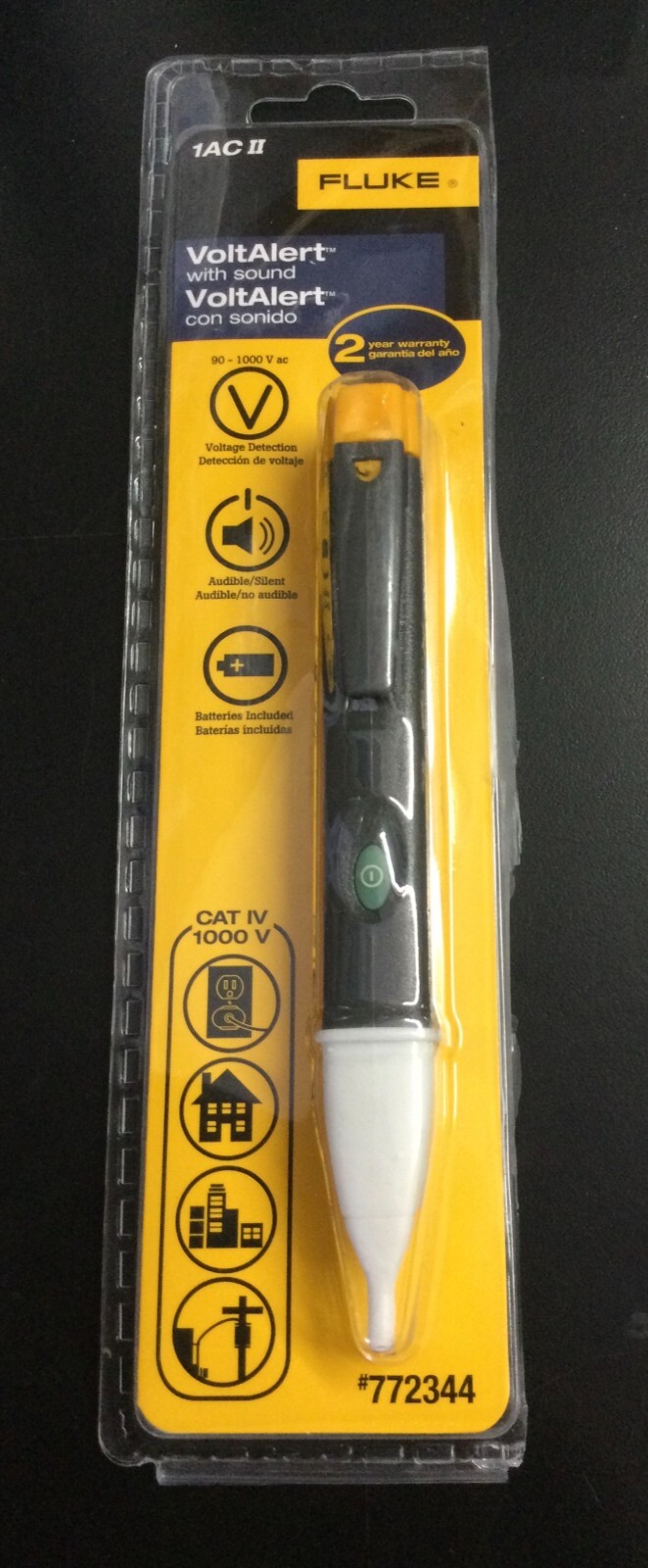 Fluke 1AC-C2 II VoltAlert Non-contact 90~1000V AC Voltage Detector Tester 4165OB