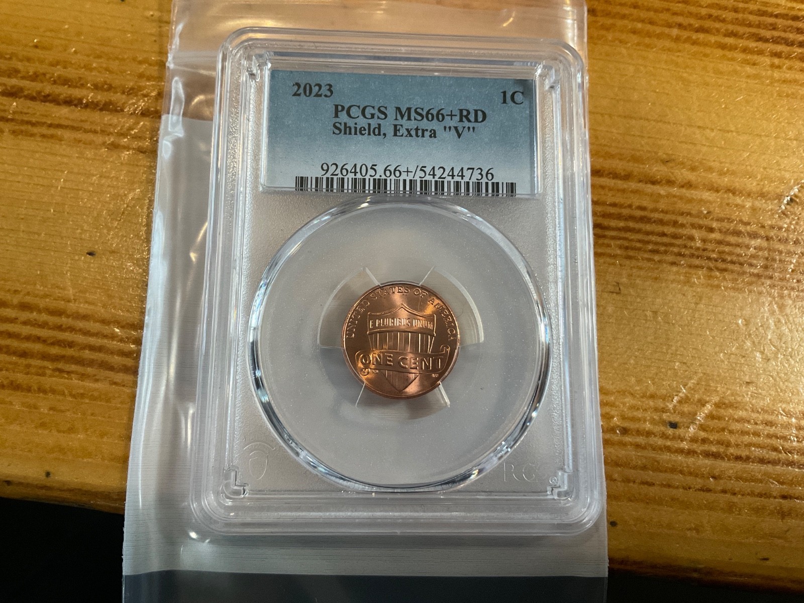 2023 VDB Extra V Lincoln Shield Cent - PCGS MS66+ RD UNC 1c Penny Variety BU Gem