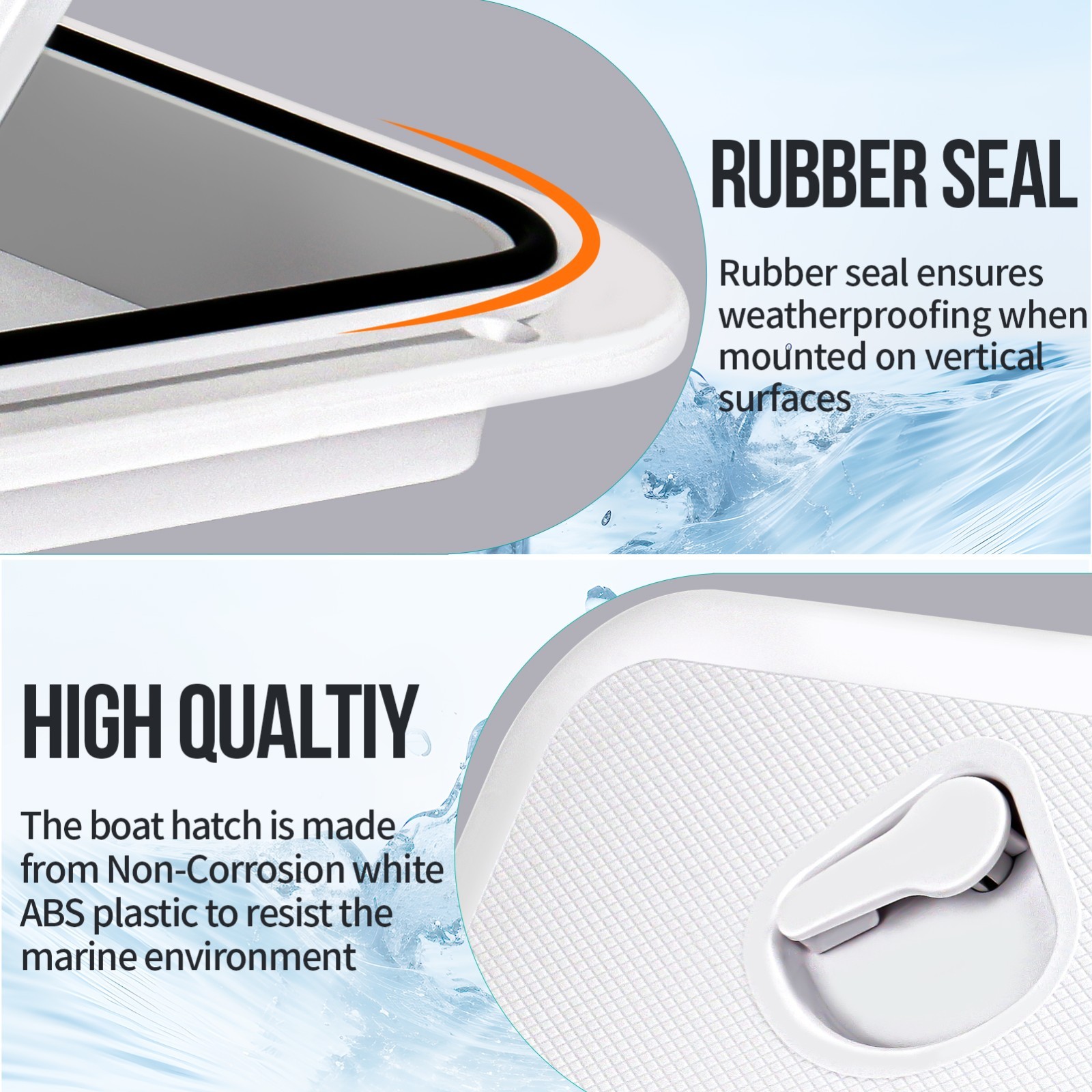 2X Marine Deck Hatch 15" White Rectangle Boat Hatch Lid &Cover 180 Degree Open
