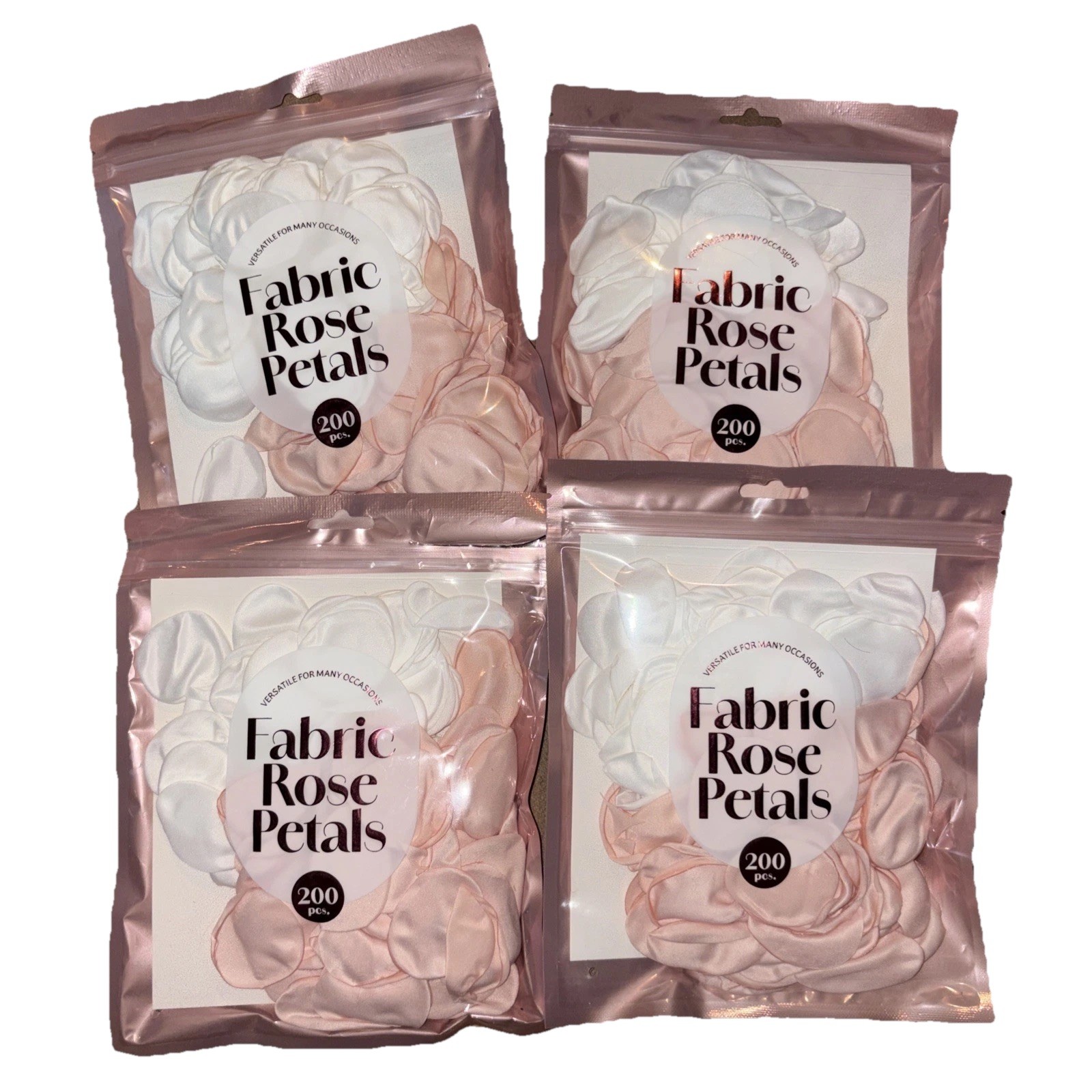 800 Rose Petals 4 Packs Pink White Fabric Flower Girl Wedding Prom Shower Decor