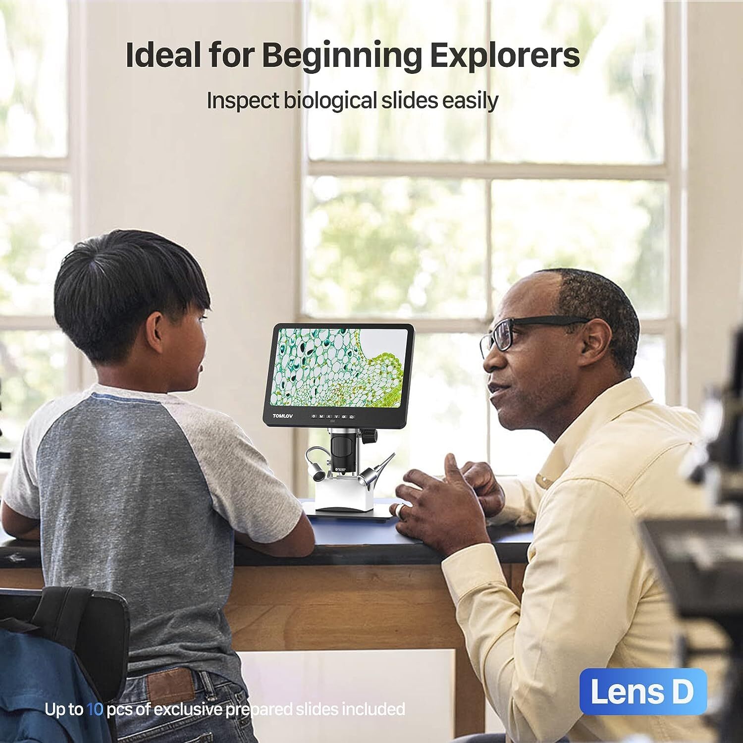 TOMLOV DM602 Pro 10.1" HDMI Digital Coin Microscope 2000x Pro Boom Arm Stand LCD