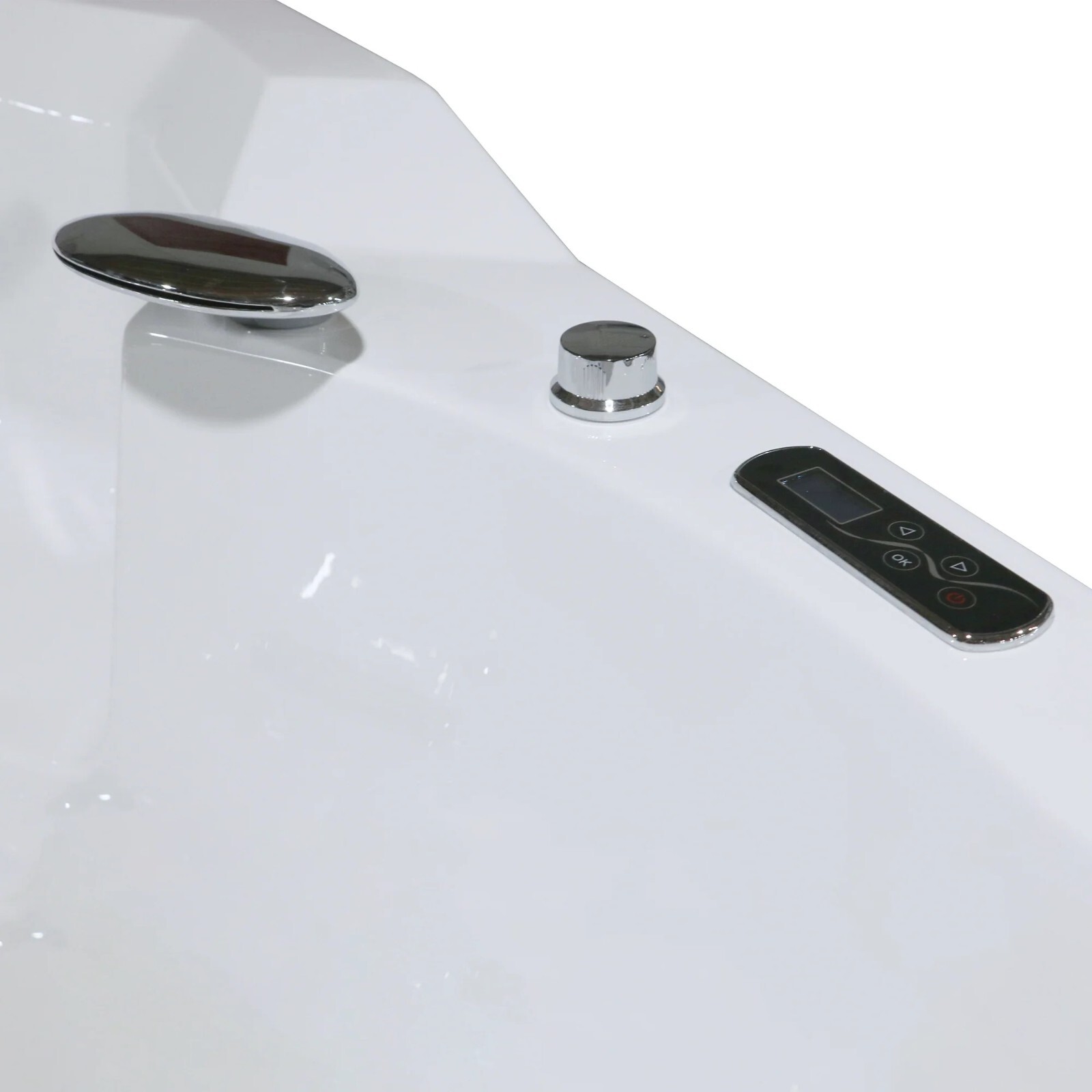 Corner Bathtub 61" Acrylic with Light, Heater, Freestanding Soaking Spa Jetted