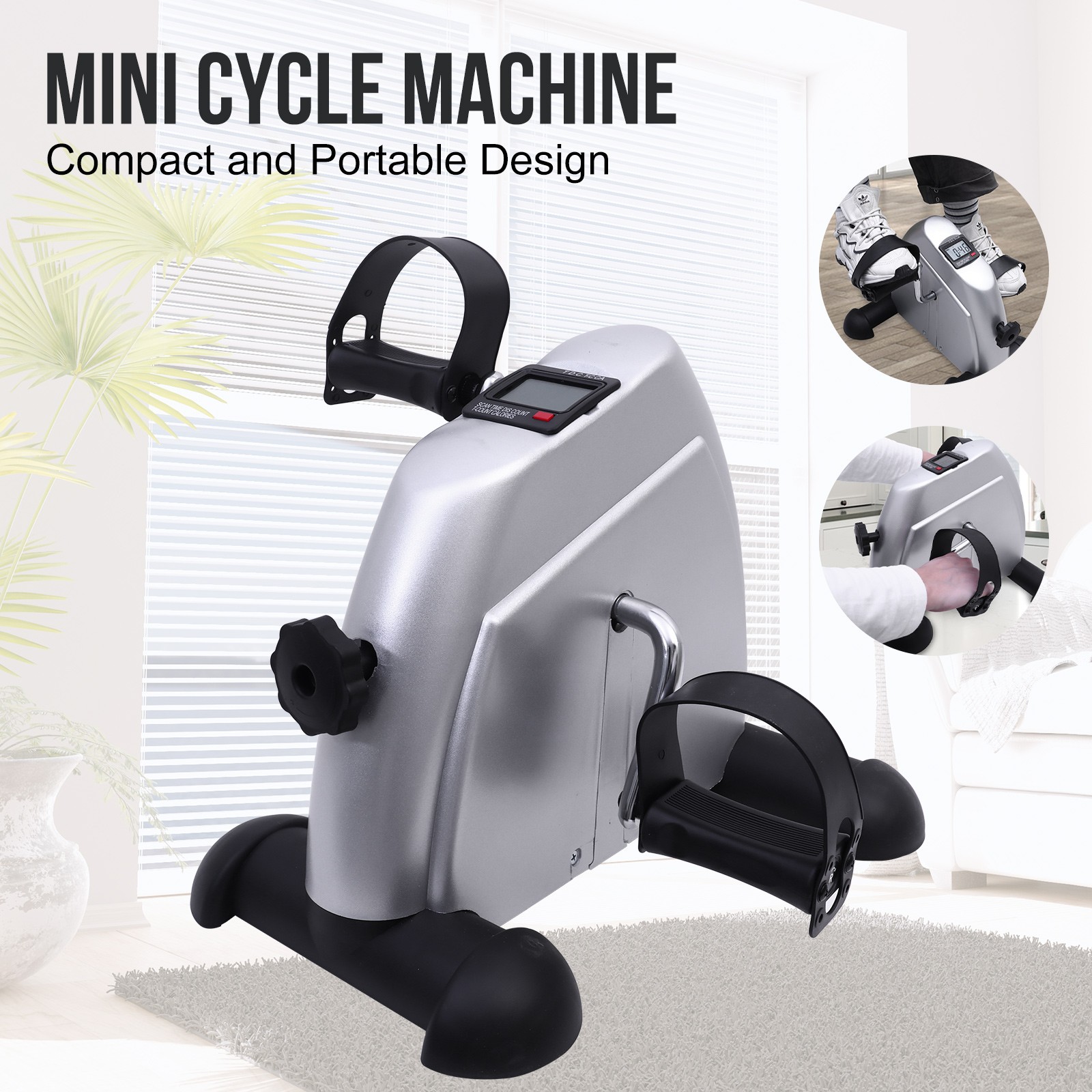 Portable Mini Cycle Bike Foot Pedal Exercise Machine Arm Leg Recovery Peddle US