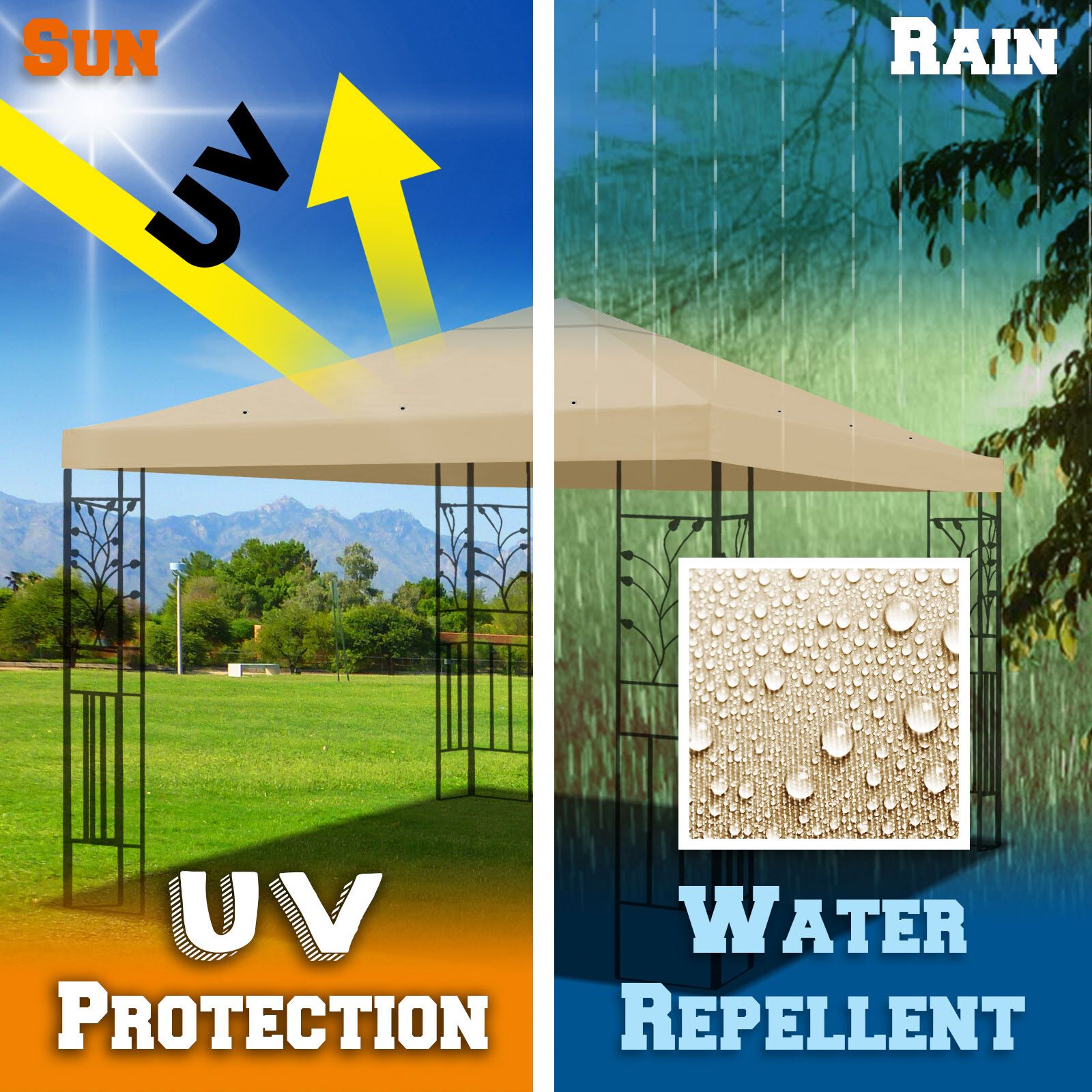 8x8' or 10x10' Gazebo Canopy Replacement Patio Top Cover