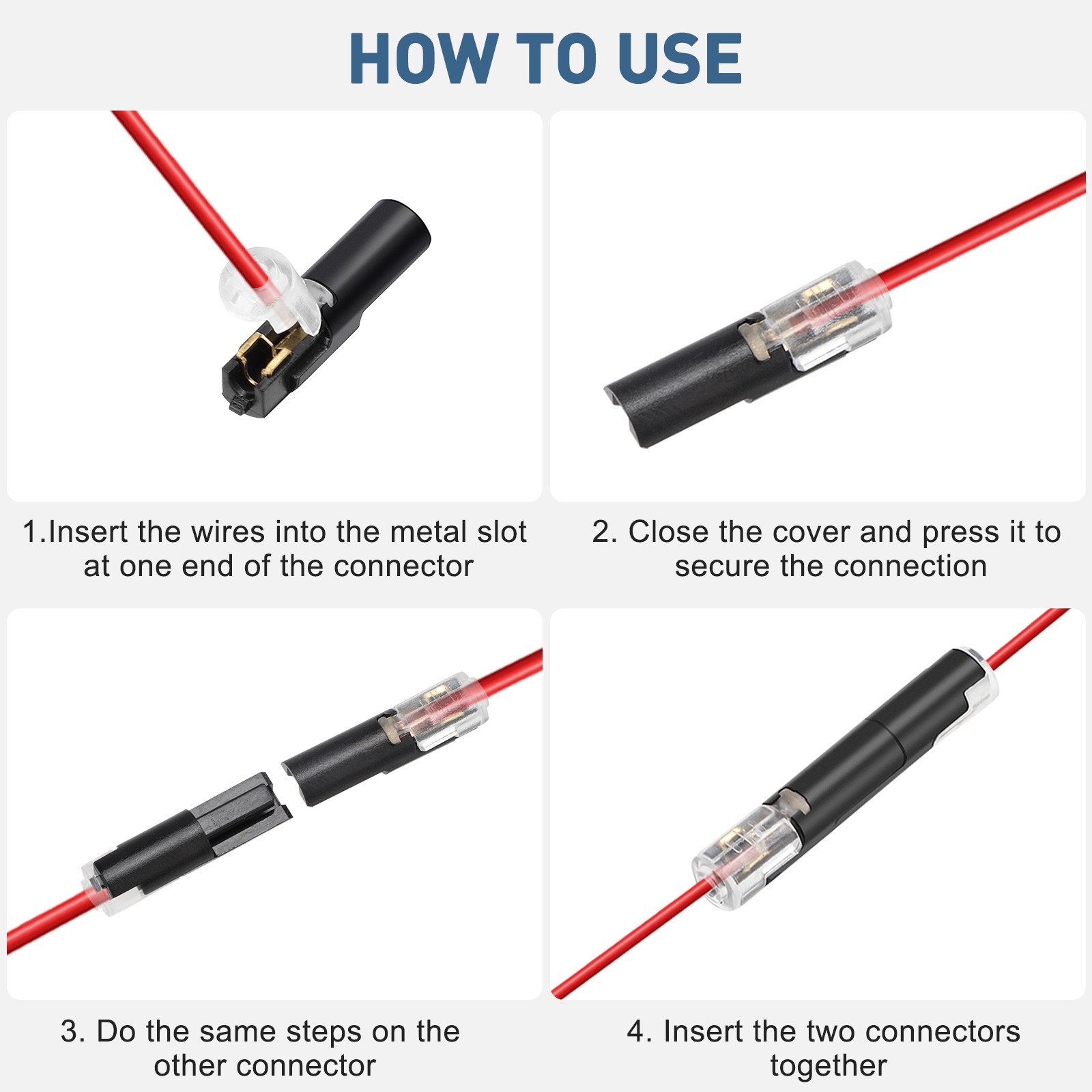 80pcs 1-Pin & 2-Pin Wire Plug-in Connector Cable Clamp Locking Buckle AWG 16-22