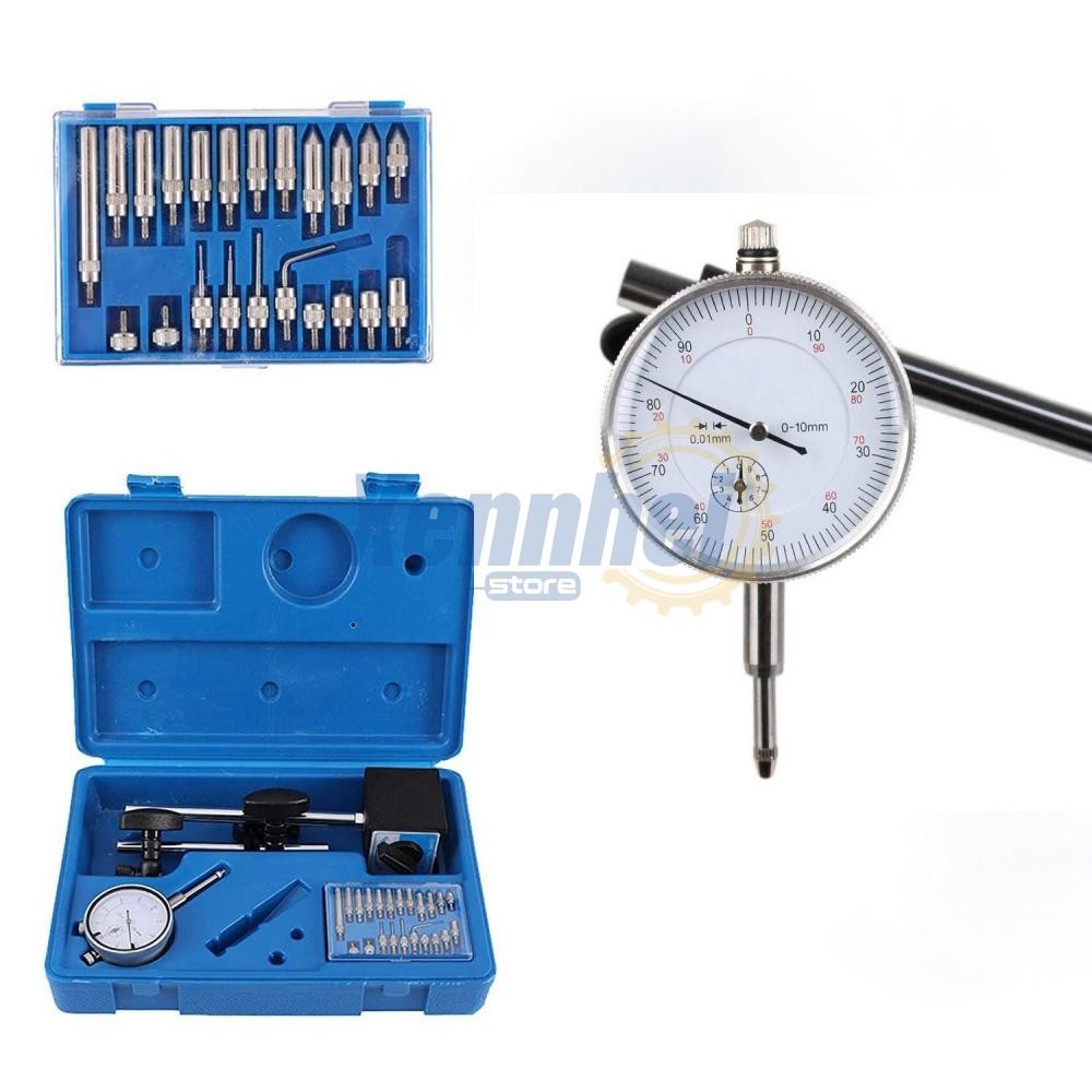 Dial Indicator with Magnetic Base 0.01"Precision Gauge Test Indicator Point Set