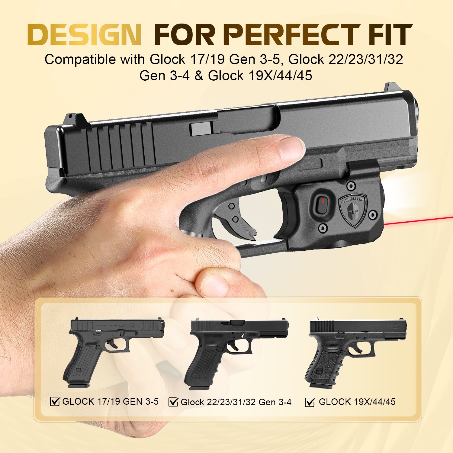 TSG LED Flashlight with Red Laser Combo Fits Glock 17/19/22/23/31/32/19X/44/45