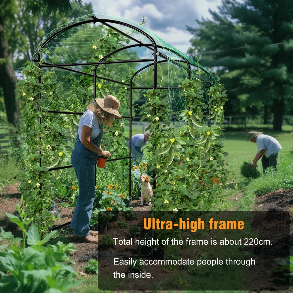 Garden Trellis Tall Cucumber Trellis Arch for Climbing Plants w/ Trellis Netting