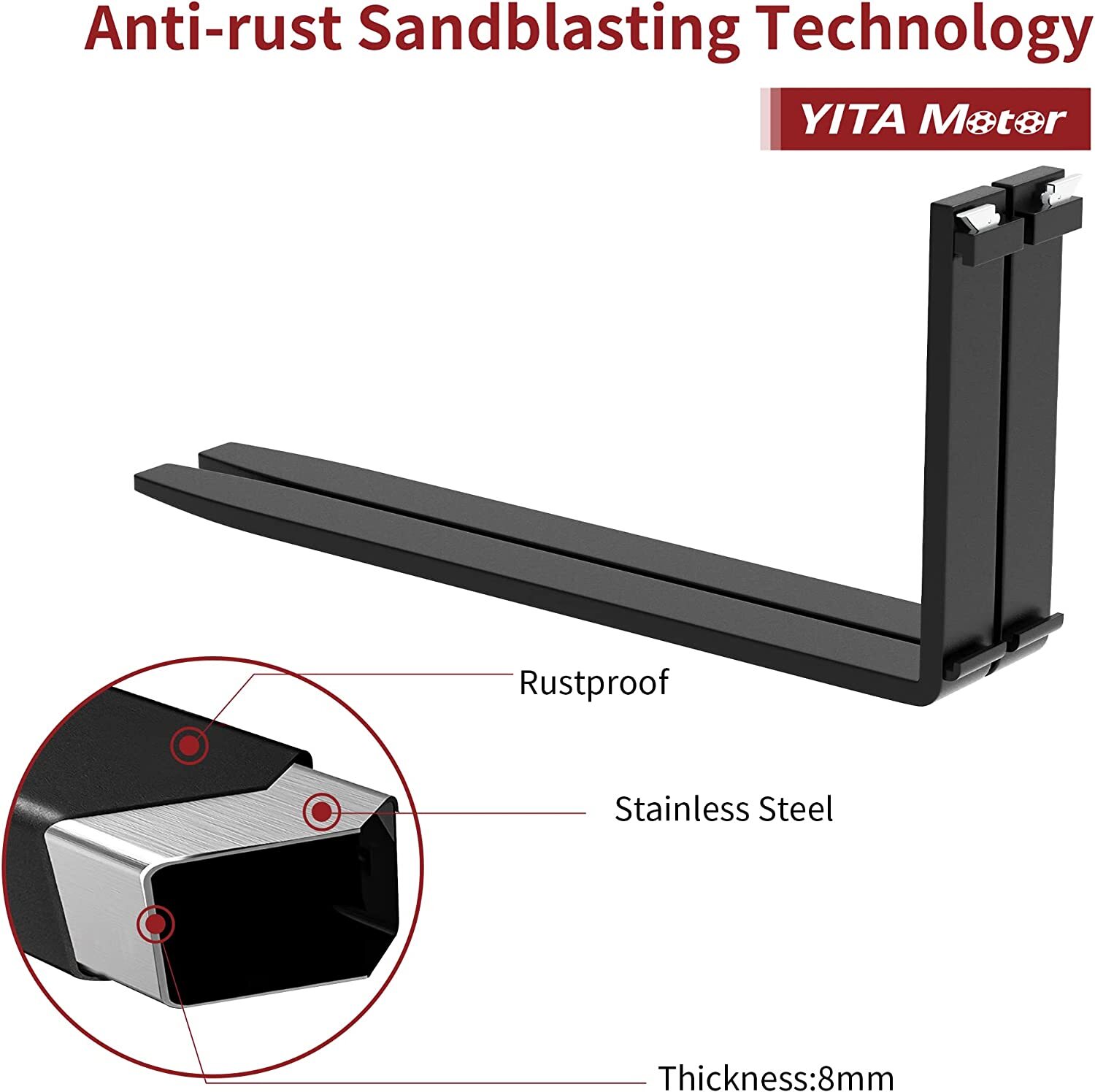 42" Pallet Fork Forklift Blades for Skid Steer Tractors Universal 2500lbs 2Pcs