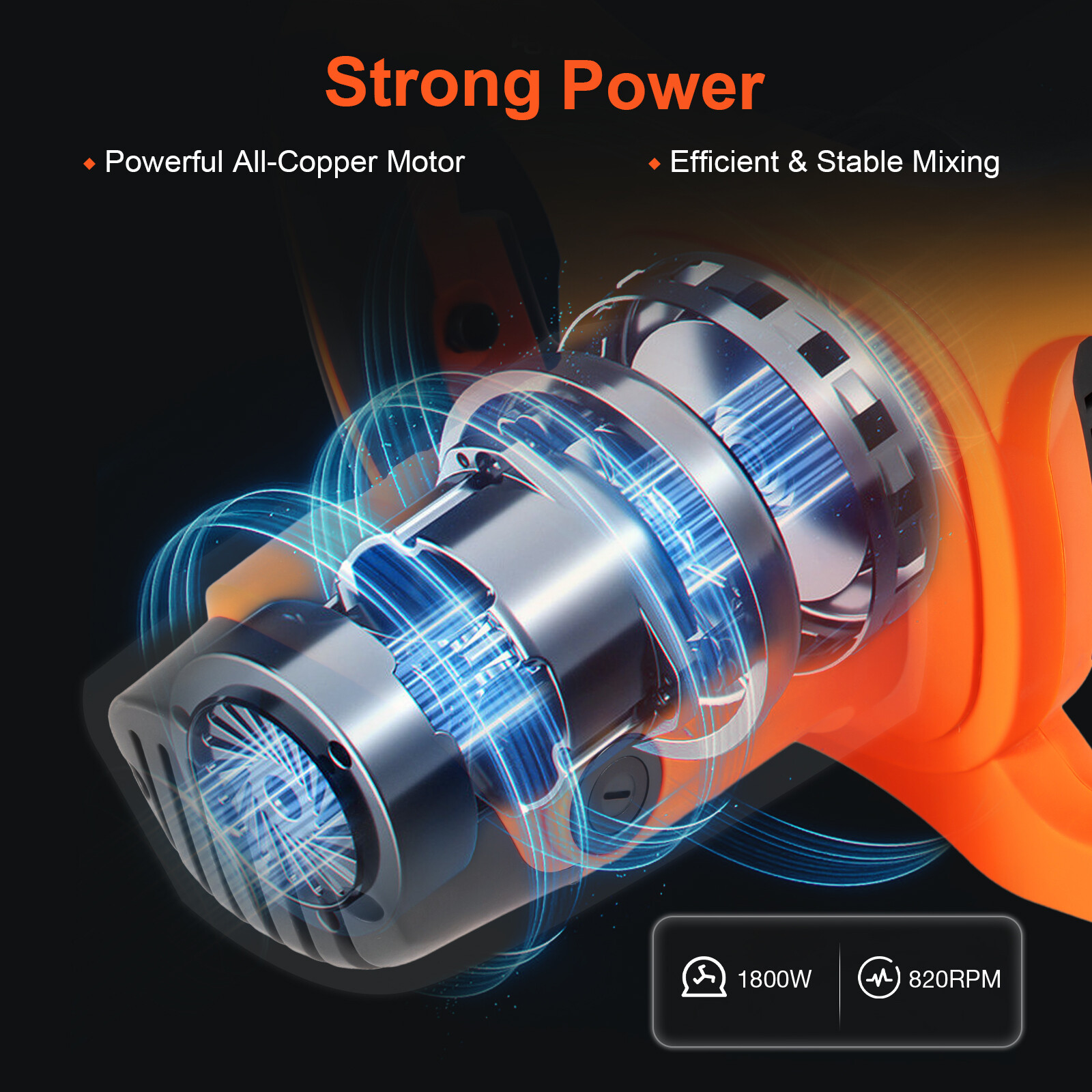 1800W Portable Electric Concrete Cement Mixer Double Rod Grout Stirring Mixer