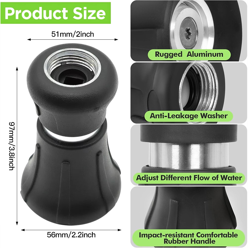 Fireman Style Garden Water Hose Nozzle Heavy Duty Spray Adjustable Nozzle US