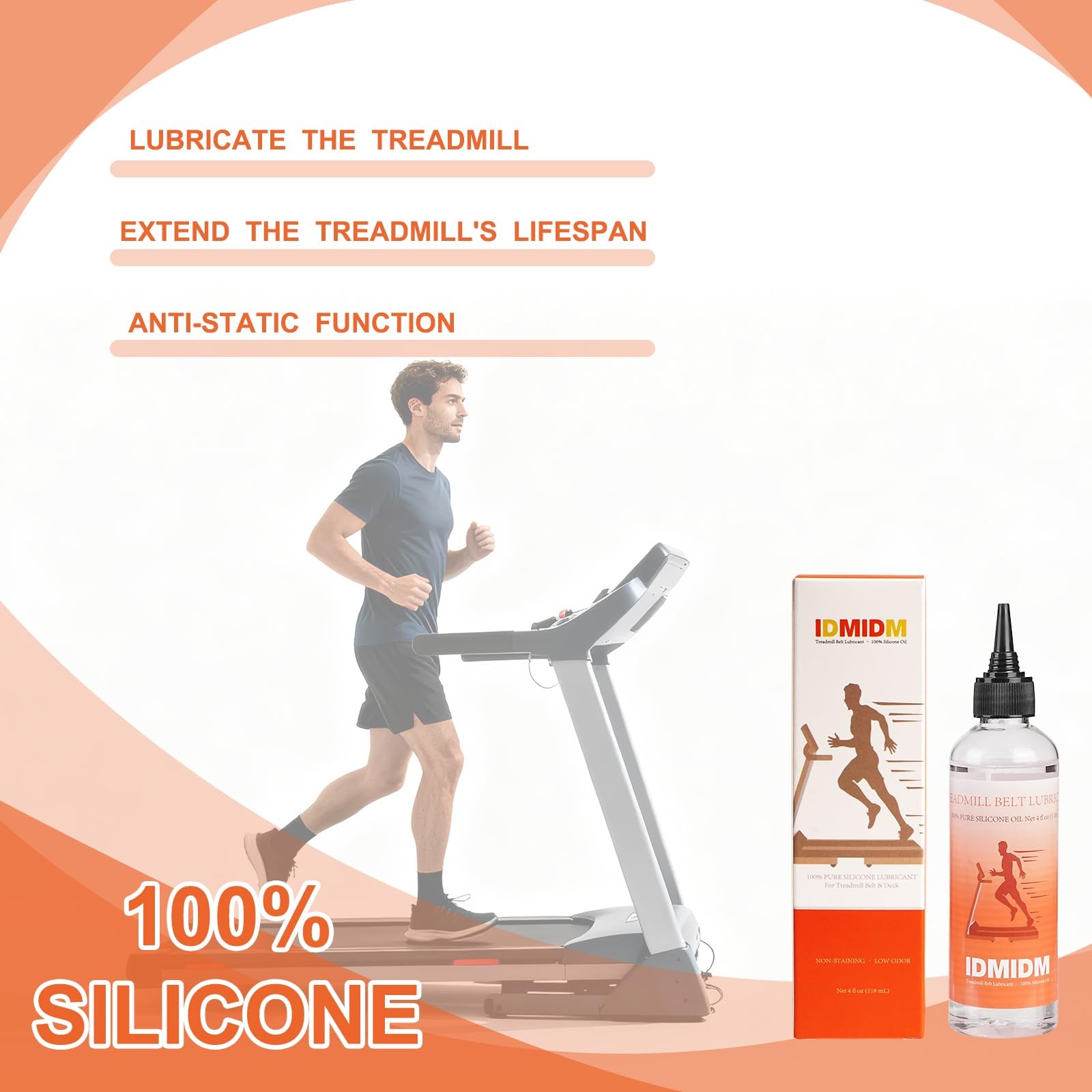 Treadmill Belt Lubricant, 100 Silicone Oil, 4 fl oz / 118 ml, Easy-Apply Nozz...