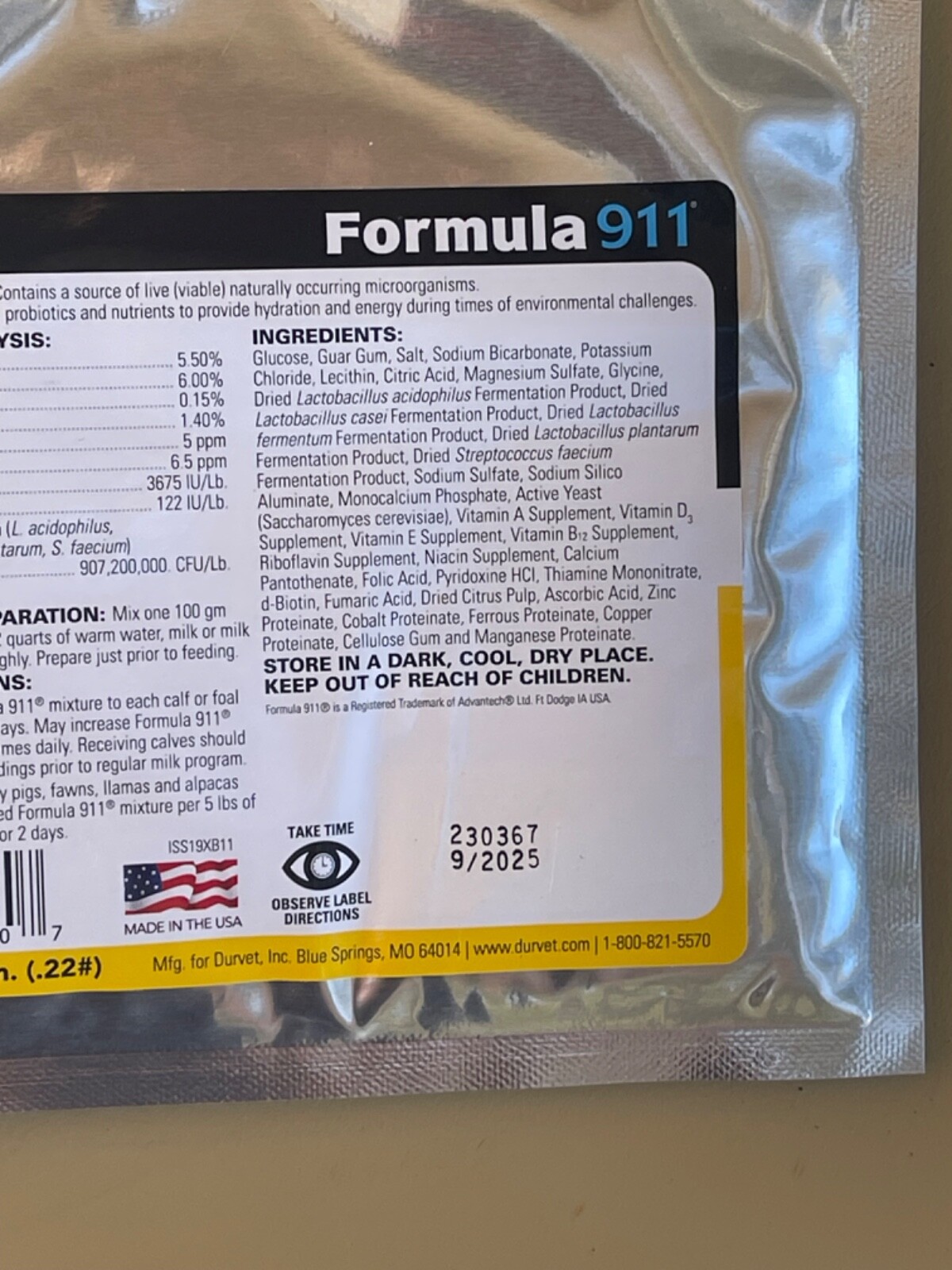 Durvet formula 911 hydration and energy mix