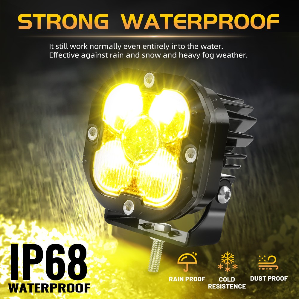 2x AUXBEAM Hood 3" Laser LED Work Light Bar Spot Flood Pods Ditch Amber Fog Lamp