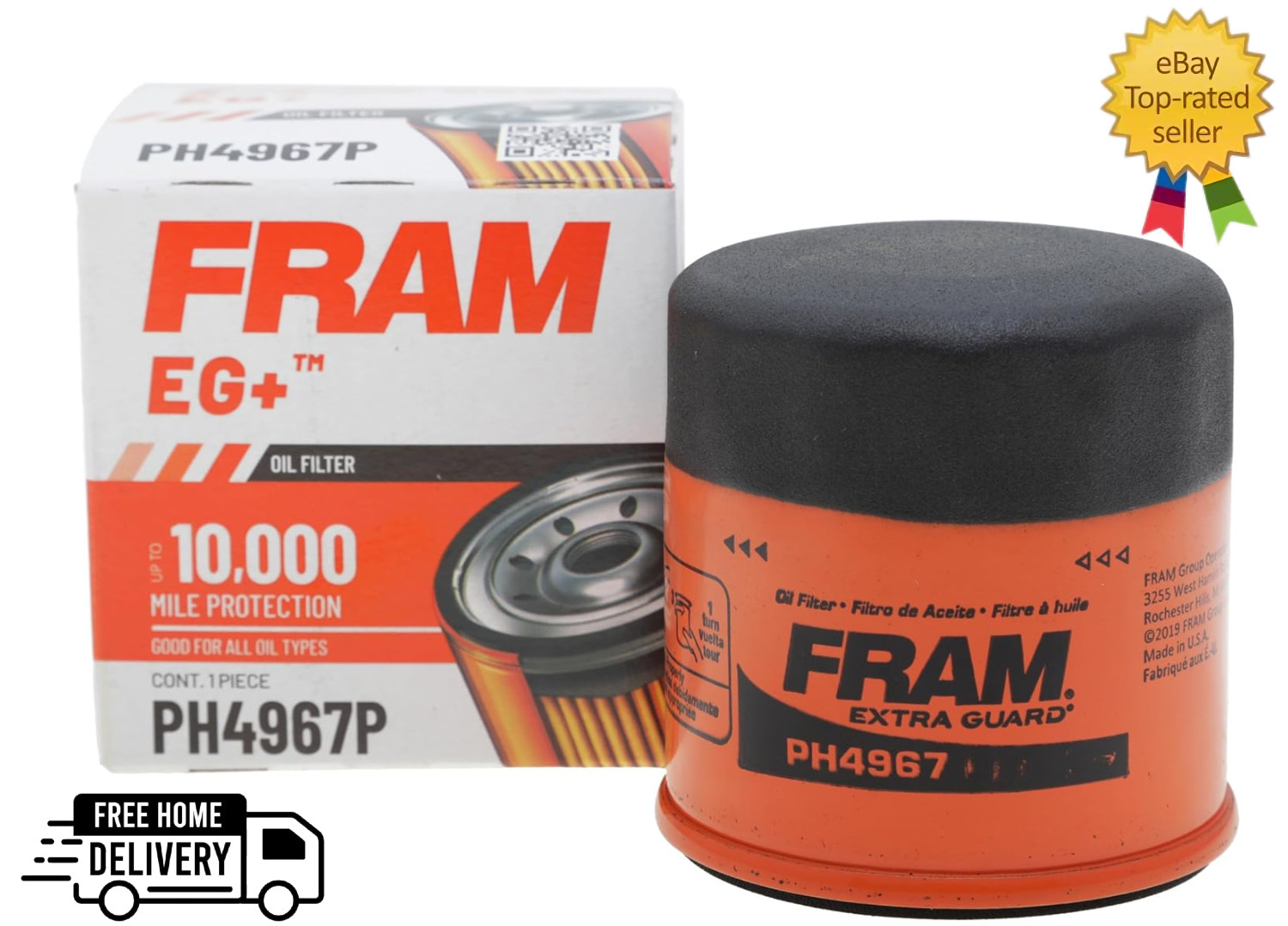 FRAM Extra Guard PH4967P Spin-On Engine Oil Filter 10K Mile Replacement