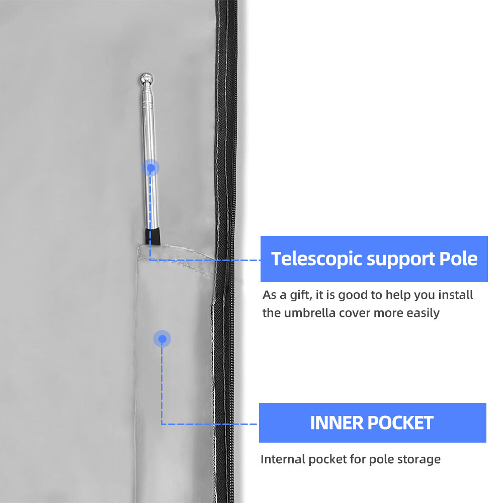 Patio Umbrella Parasol Canopy Cover - Waterproof Outdoor with Sturdy Zipper