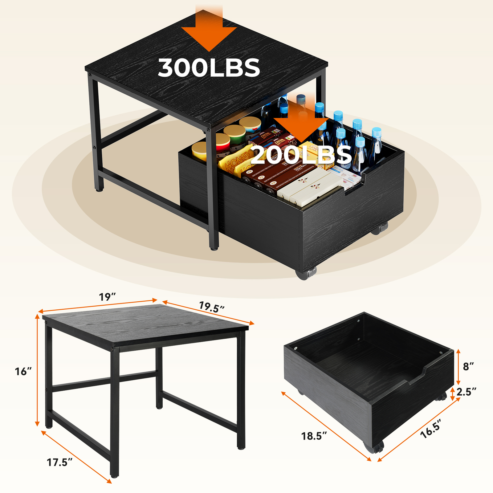 Mini Fridge Stand with Storage Beverage Refrigerator Cooler Stand Table 300LBS
