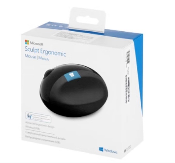 Microsoft Sculpt Ergonomic Mouse L6V-00001 Black USB Optical PC Laptop