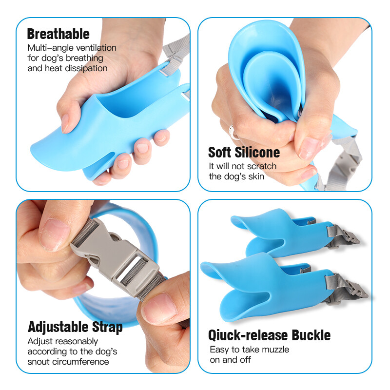 Dog Muzzle Anti Bite Soft Silicone Mouth Cover Adjustable Strap Pet Masks Covers