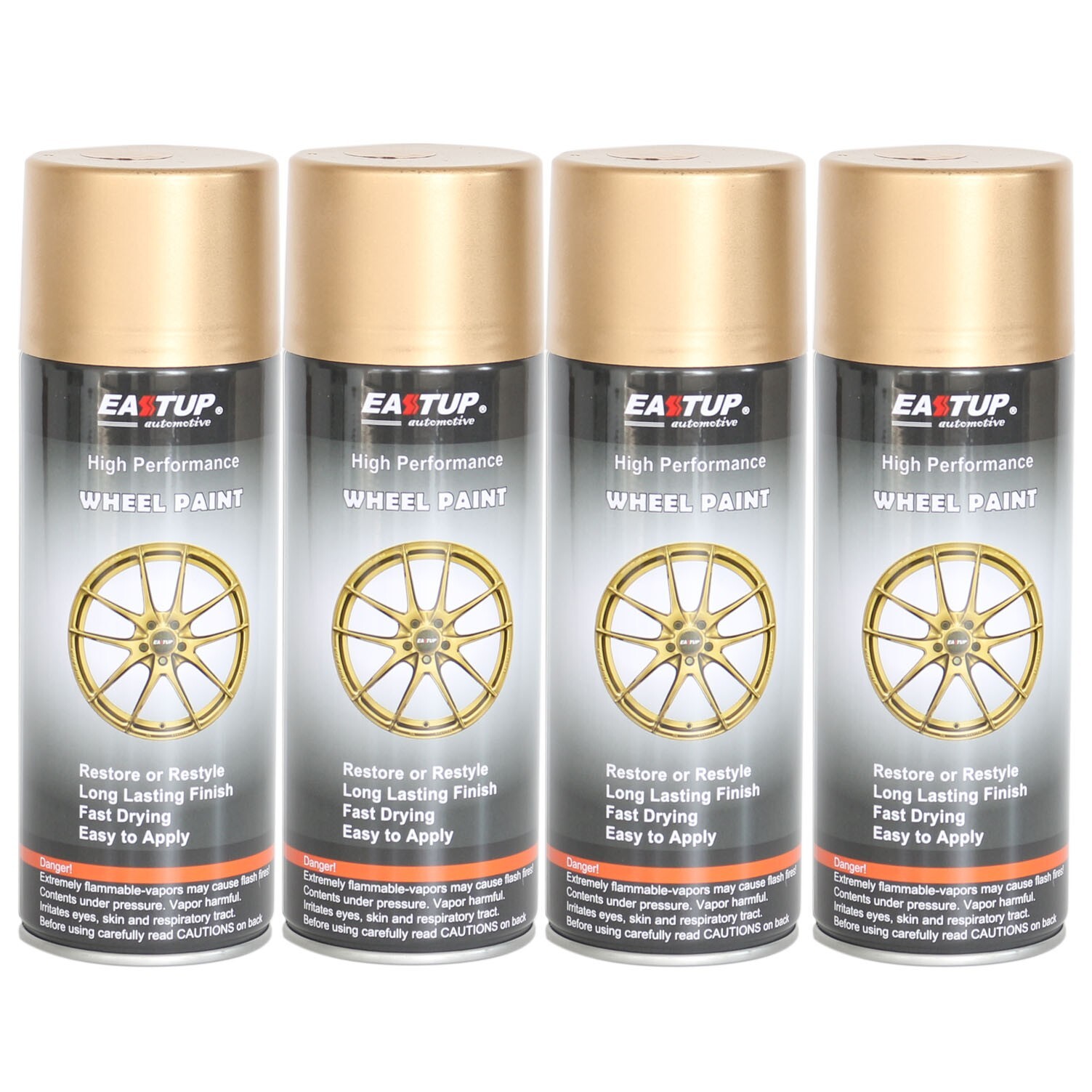 4 Cans Metallic Acrylic Wheel Paint Gold Color- Brilliant Finish High Durability