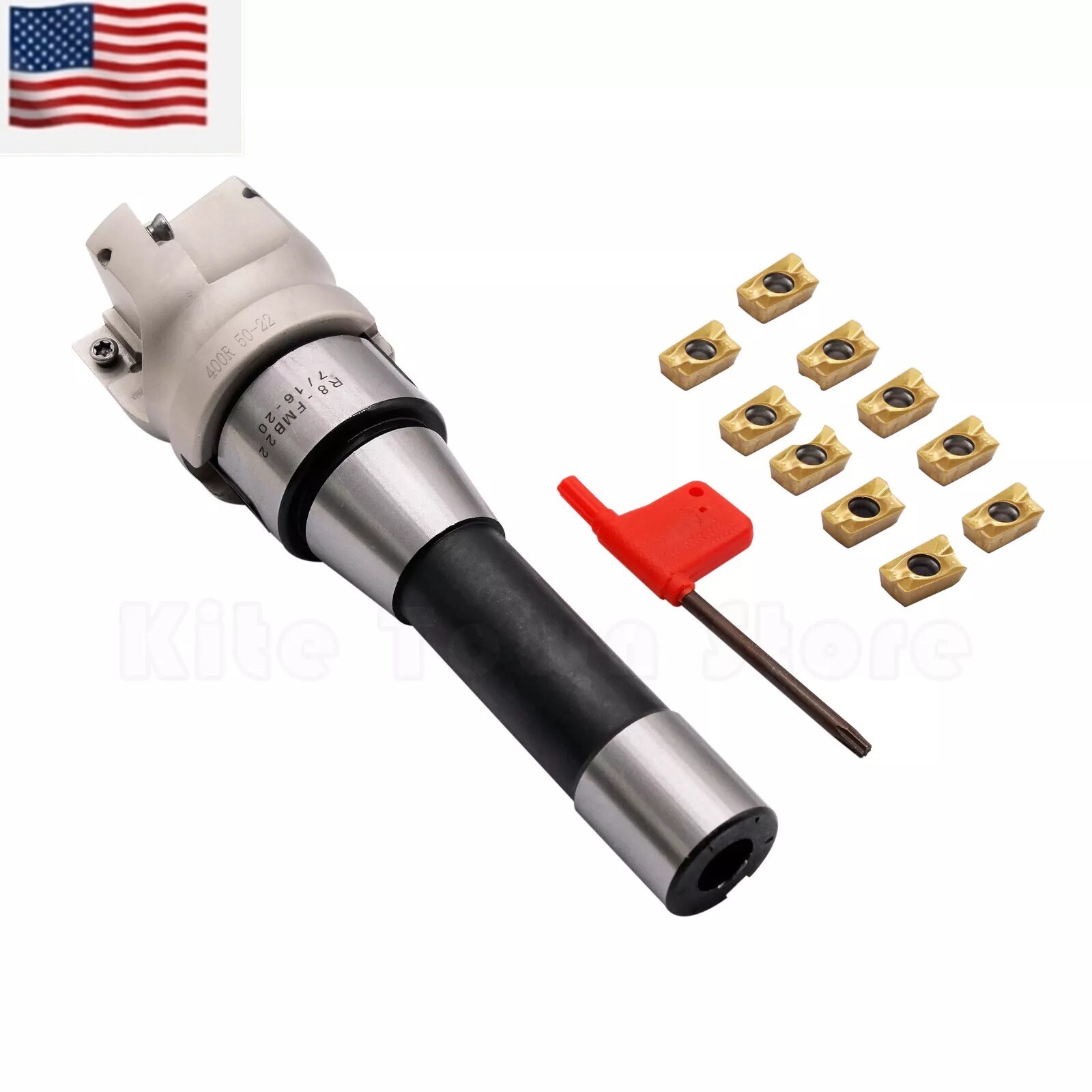 10Pc APMT1604 Carbide Insert Face End Mill Shell Cutter R8 FMB22 Arbor 400R 50MM