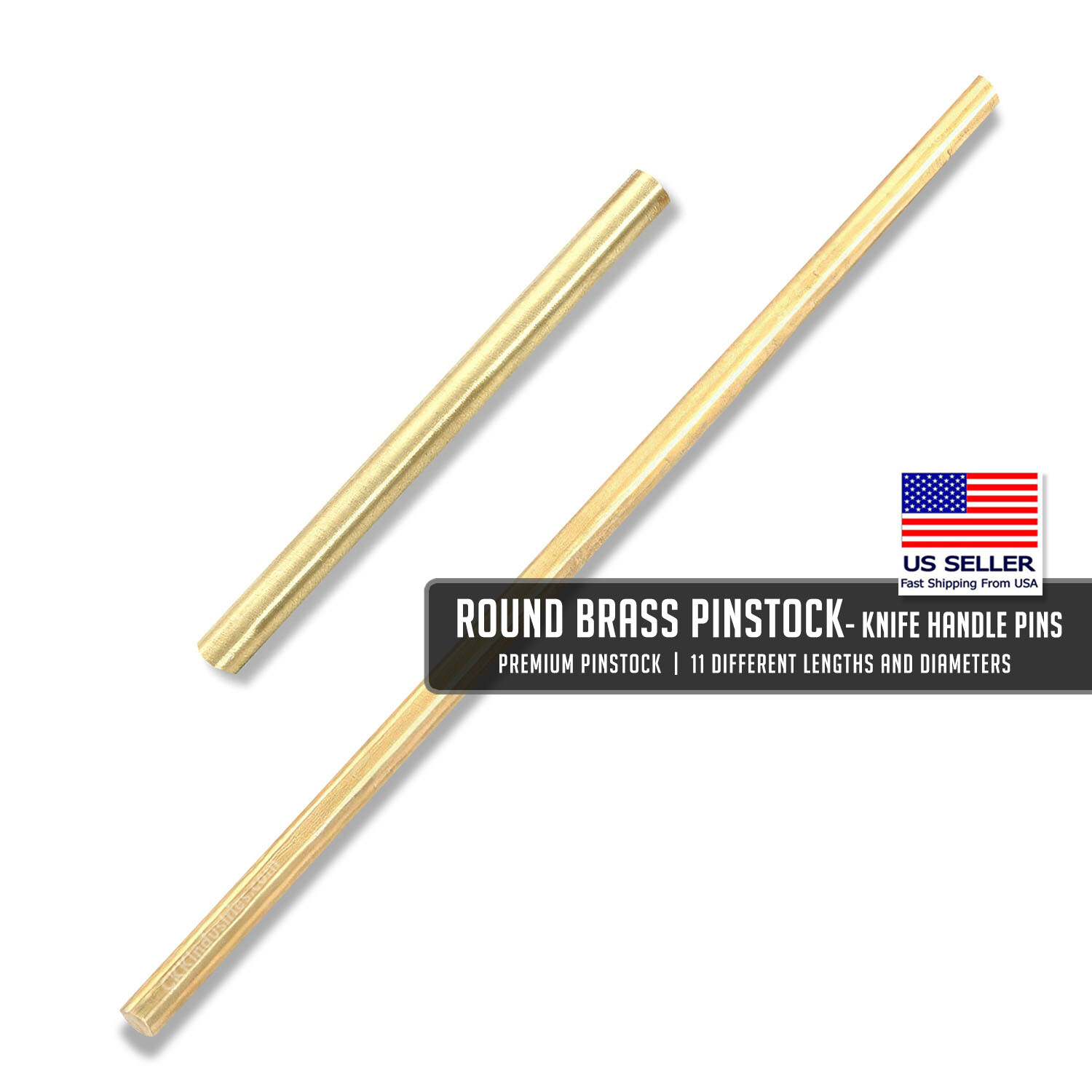 Round Brass Pinstock - Knife Handle Pins - 11 Sizes Available - (Select Below)