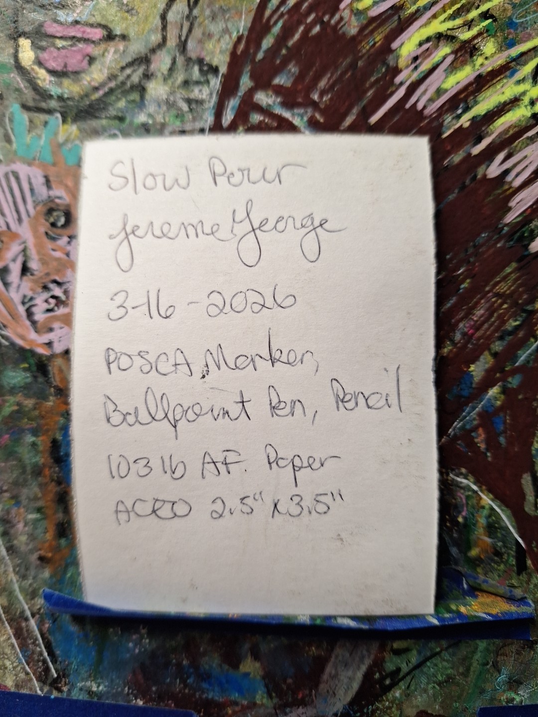 Woman Pouring Tea into Cup From Body ACEO ATC OOAK ORIGINAL 3.5 x 2.5 inches