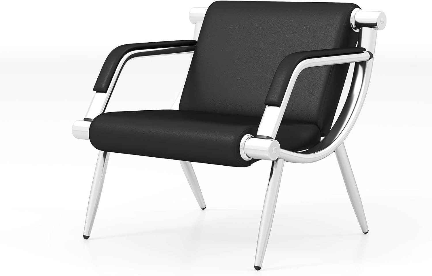 Waiting Room Chairs PU Leather Black Reception Chair Lobby Chairs, Padded Arms