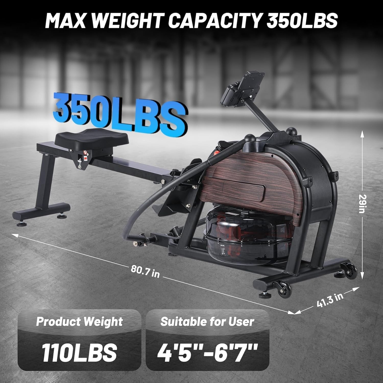 Magnetic/Water Rowing Machines for Home, Full-Body Workout, Max 350LBS Capacity