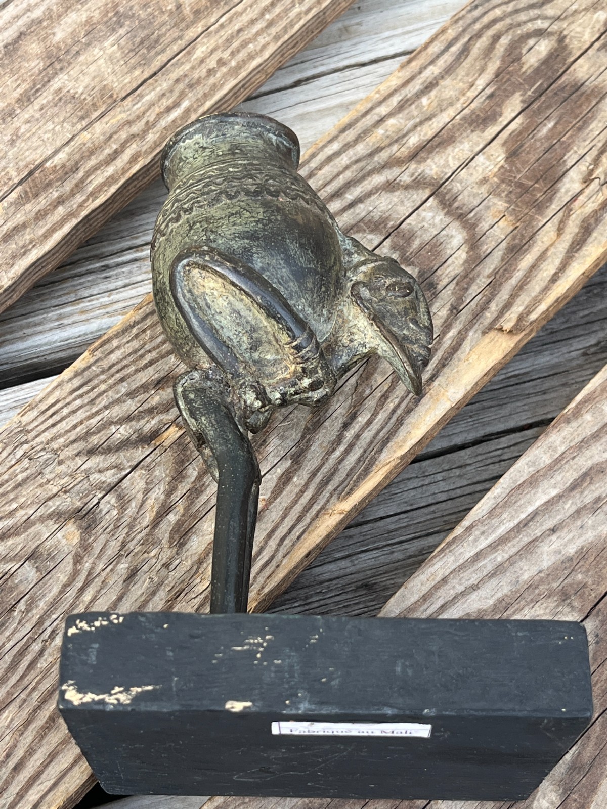 Vintage Mali Bronze Sculpture – Dogon Style Figure Carrying Vessel