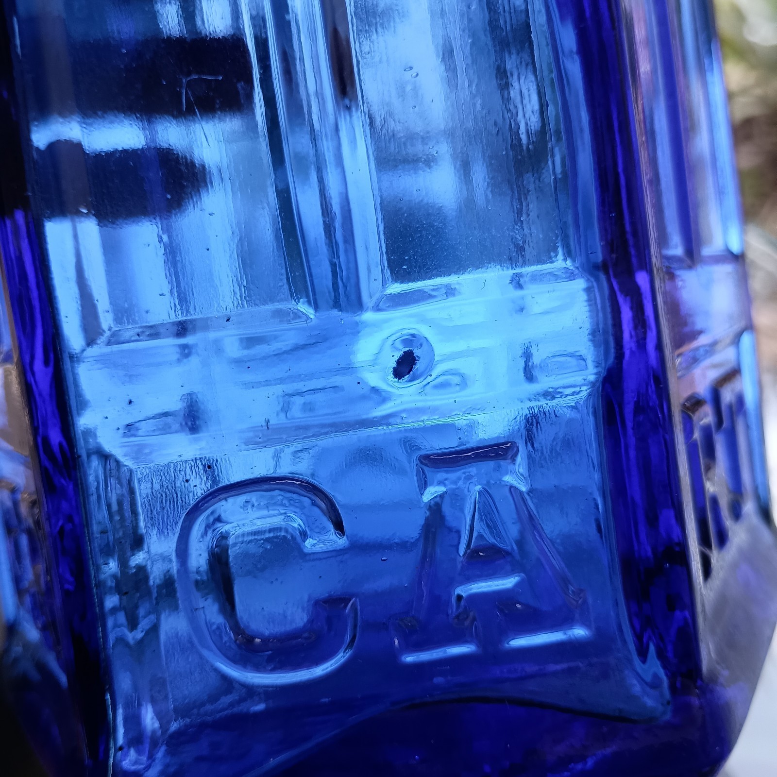 Antique 9.75" CARTER's Cathedral Master INK Bottle, Cobalt Blue Glass - DRILLED