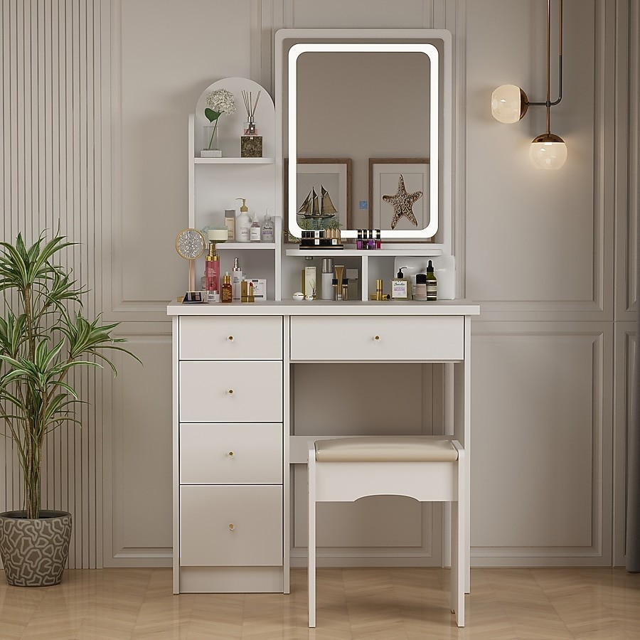 FUFU&GAGA 32-in Pink Makeup Vanity