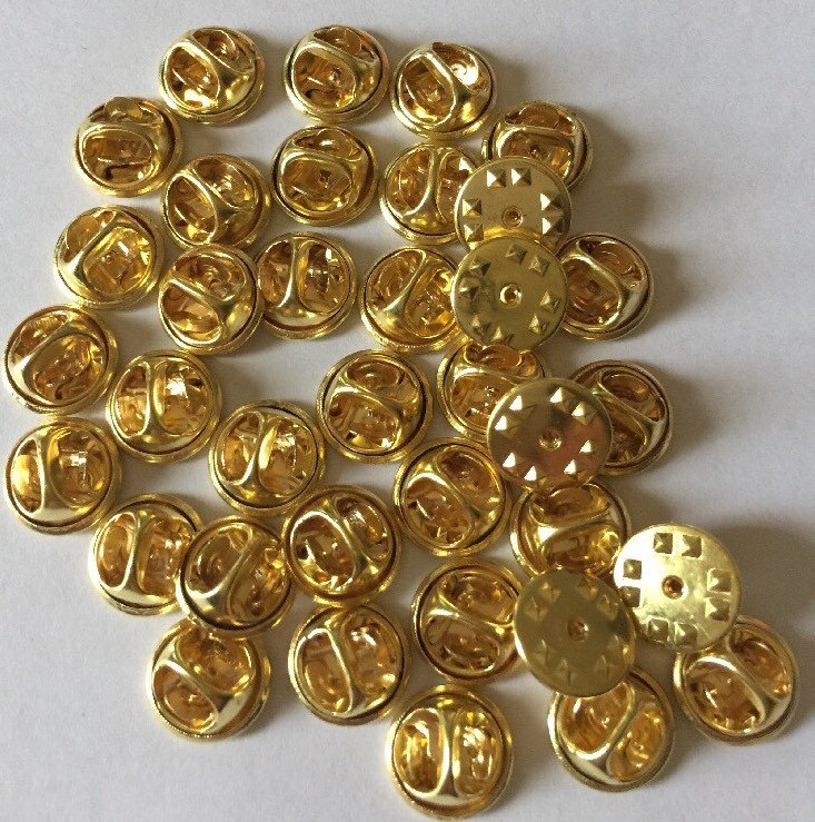 25 Pin Back Clasps butterfly clutch brass new condition frogs keepers