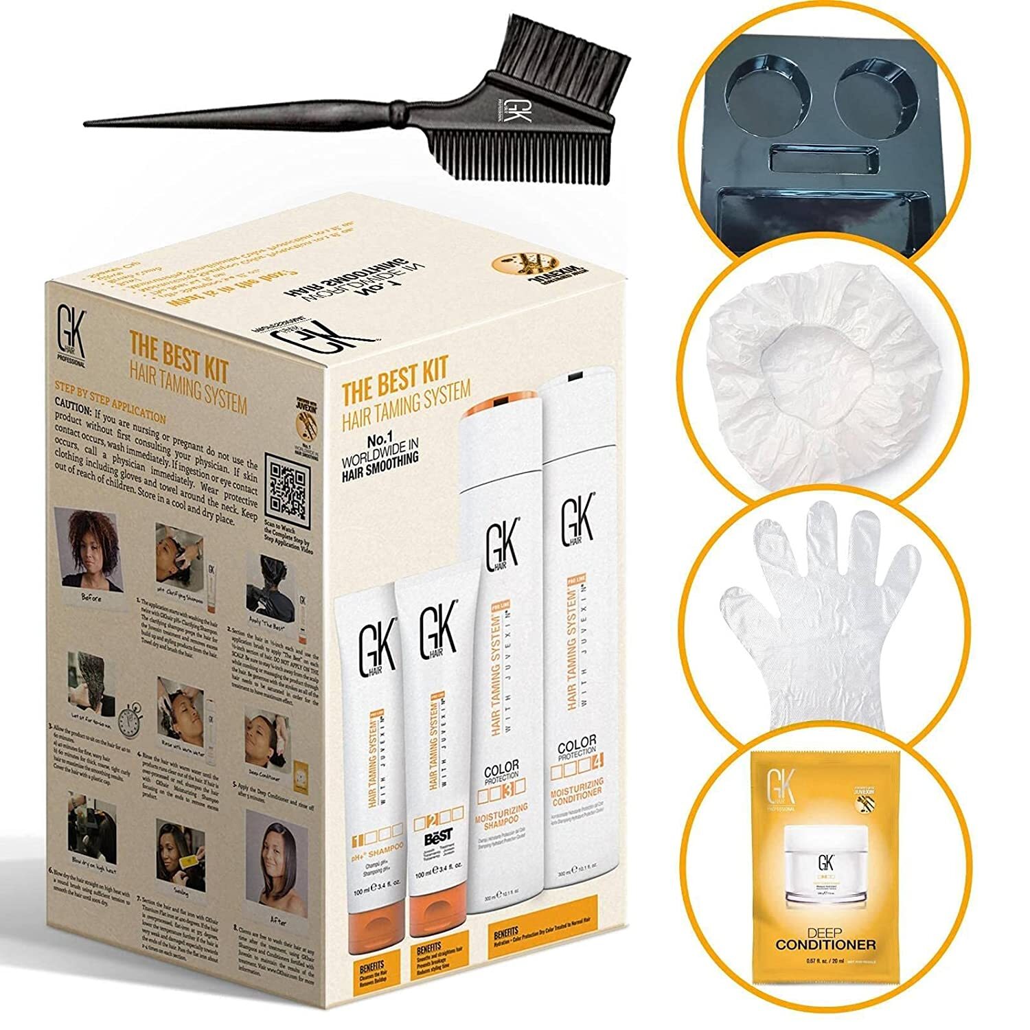 GK HAIR Keratin Treatment Brazilian Complex Blowout Straightening Kit For Women