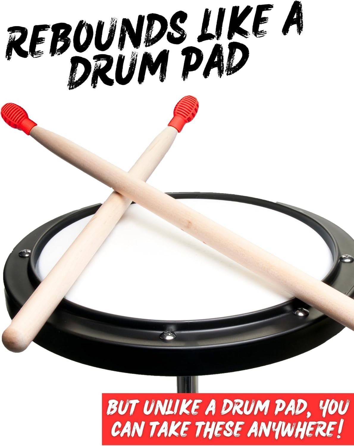 Drumstick Dampeners Silicone Tips 4 Pack for Quiet Drumming Practice Red & Black